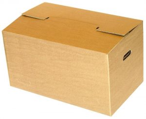sandėliavimo kartoninė dėžė su iškirstomis rankenomis